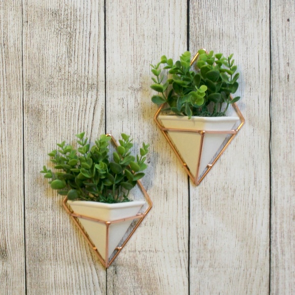 Other - Copper Rose Gold Geometric Wall Planters -Set of 2